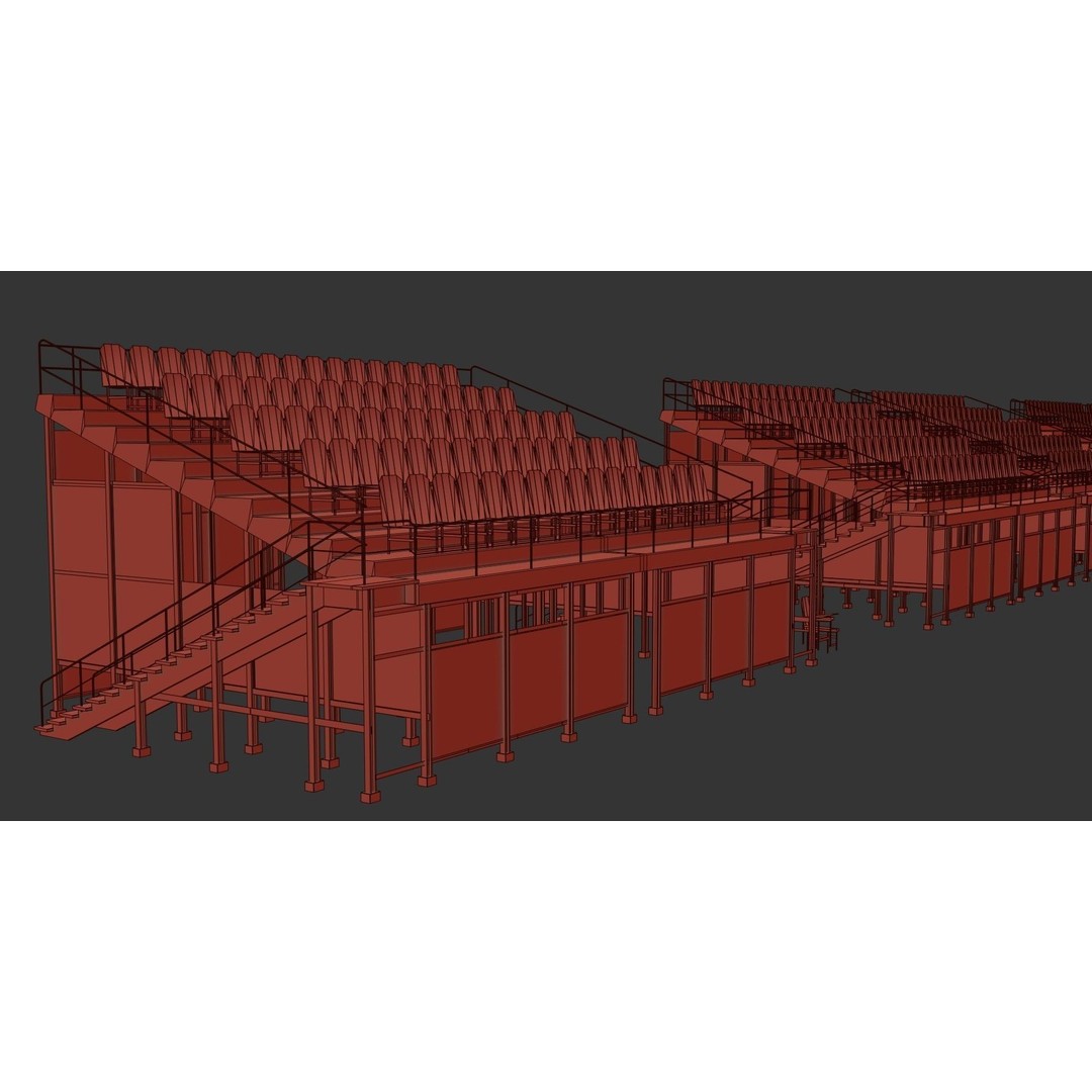 Audience Stands Pack 3D Model – Low Poly Game Asset, PBR Textures - View 16