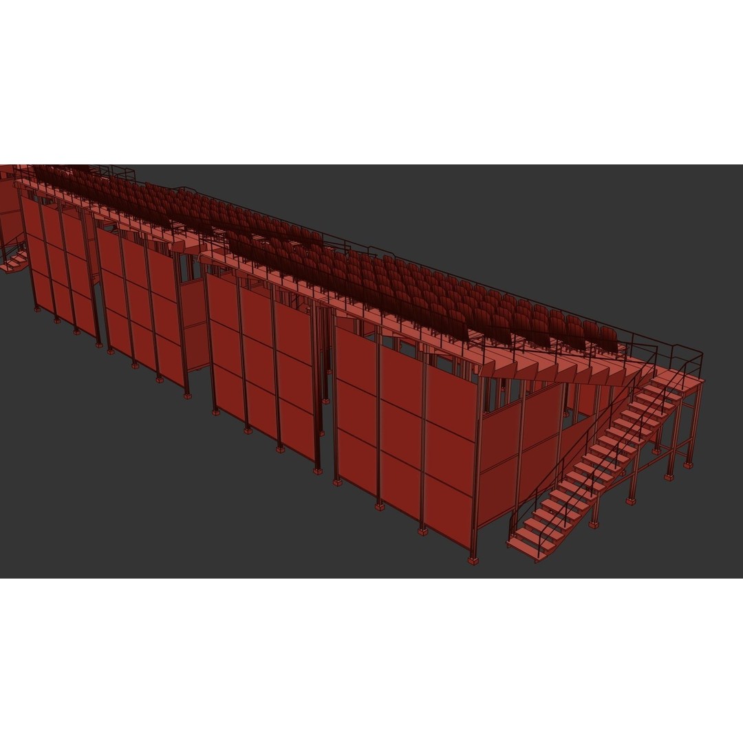 Audience Stands Pack 3D Model – Low Poly Game Asset, PBR Textures - View 17