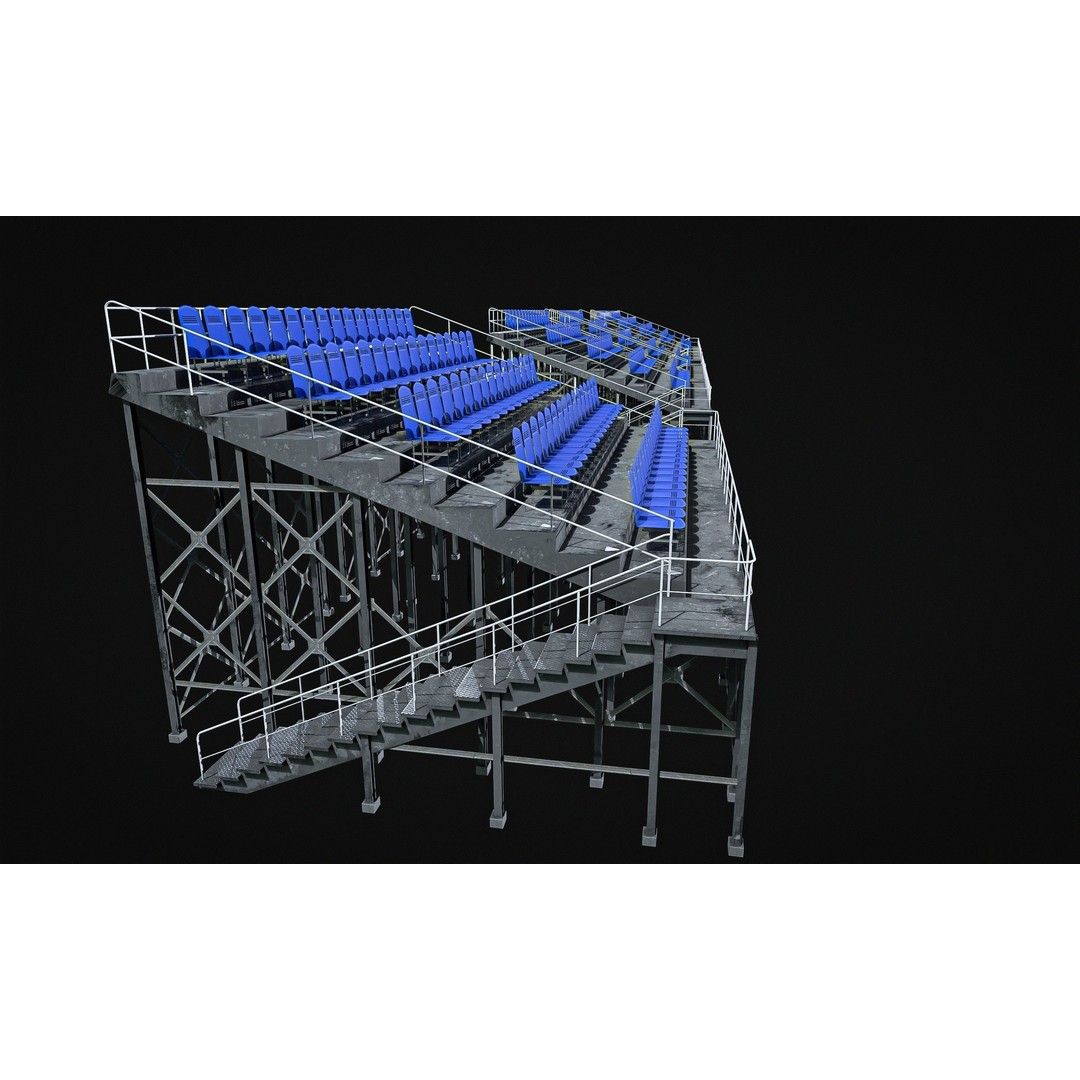 Audience Stands Pack 3D Model – Low Poly Game Asset, PBR Textures - View 5
