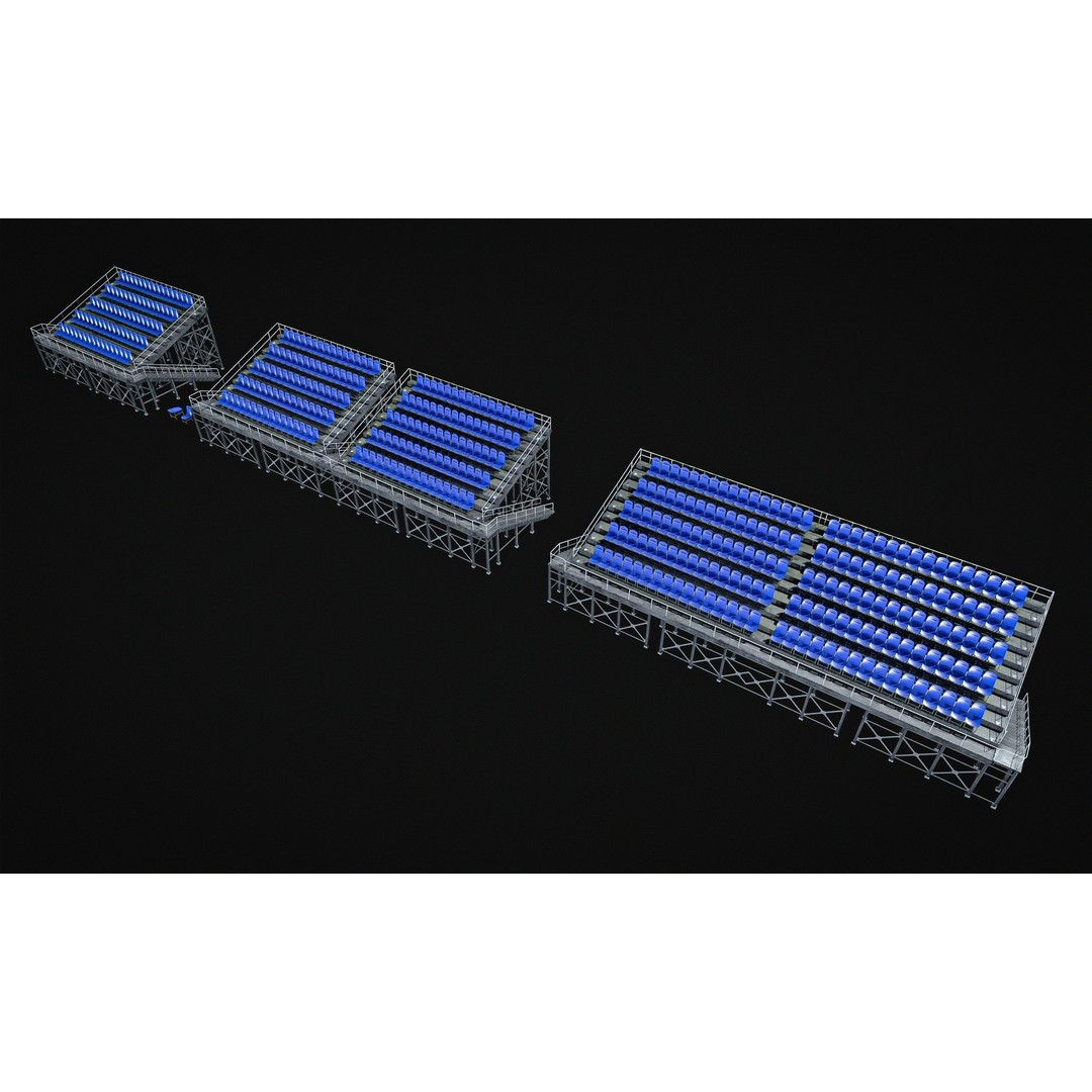 Audience Stands Pack 3D Model – Low Poly Game Asset, PBR Textures - View 7