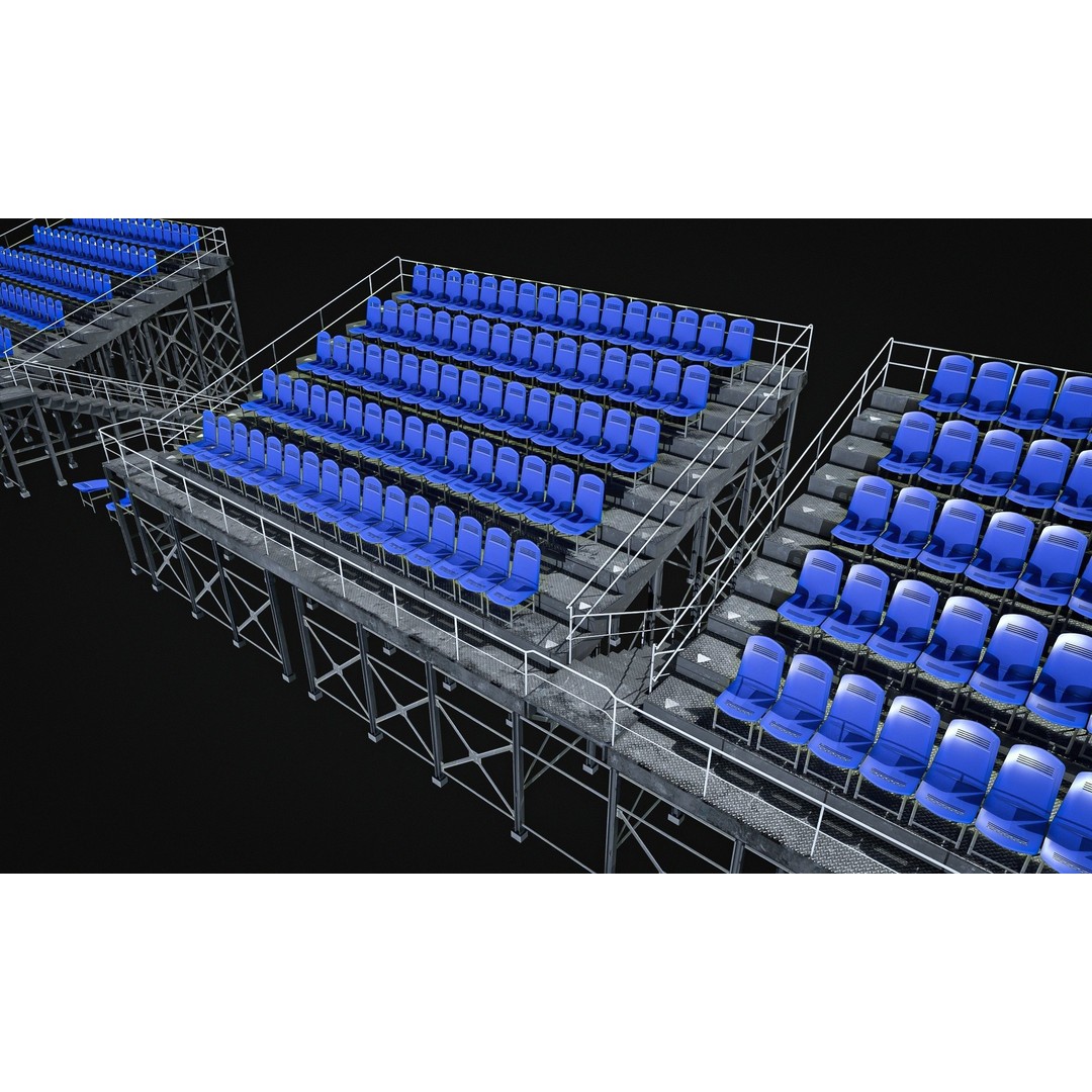 Audience Stands Pack 3D Model – Low Poly Game Asset, PBR Textures - View 8
