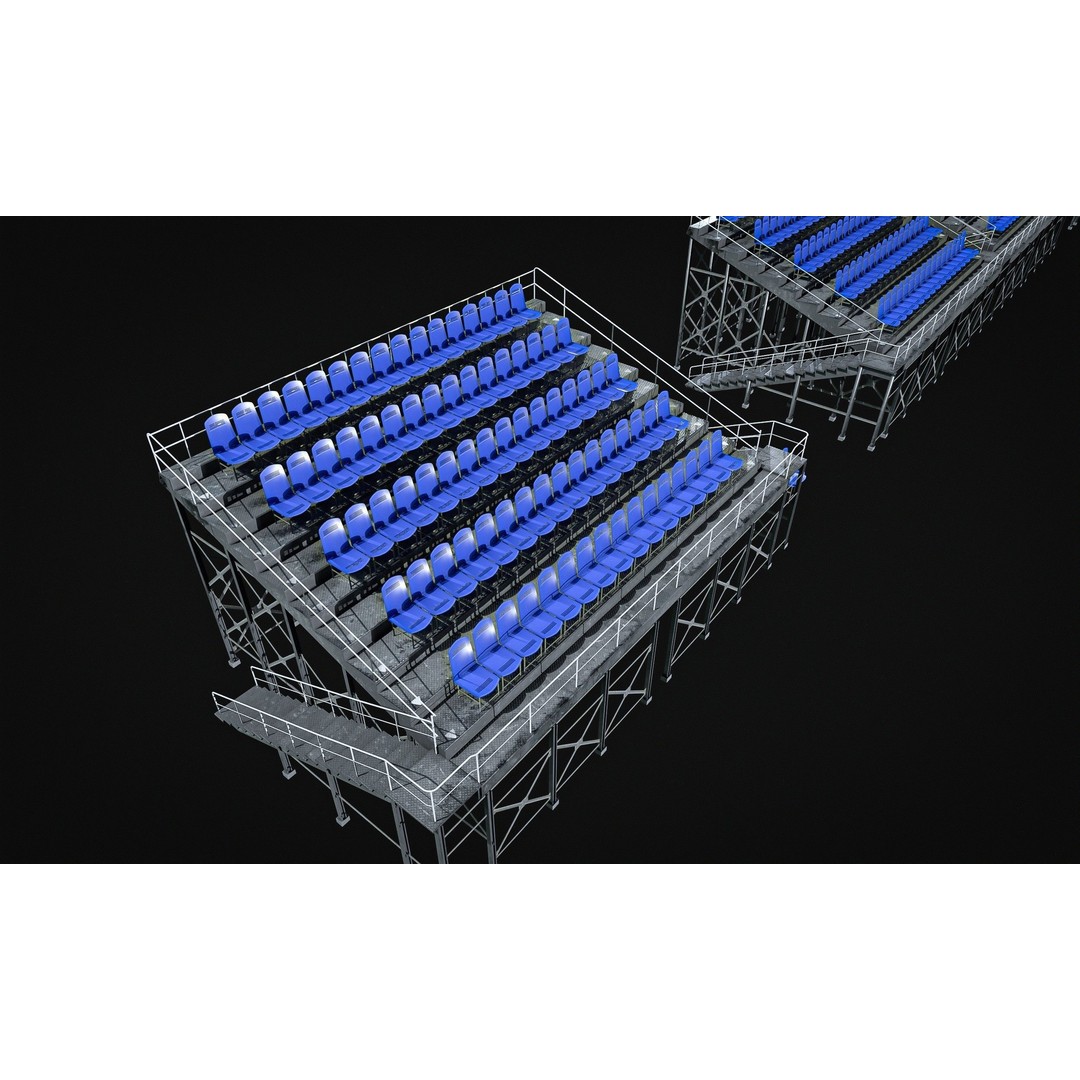 Audience Stands Pack 3D Model – Low Poly Game Asset, PBR Textures - View 9