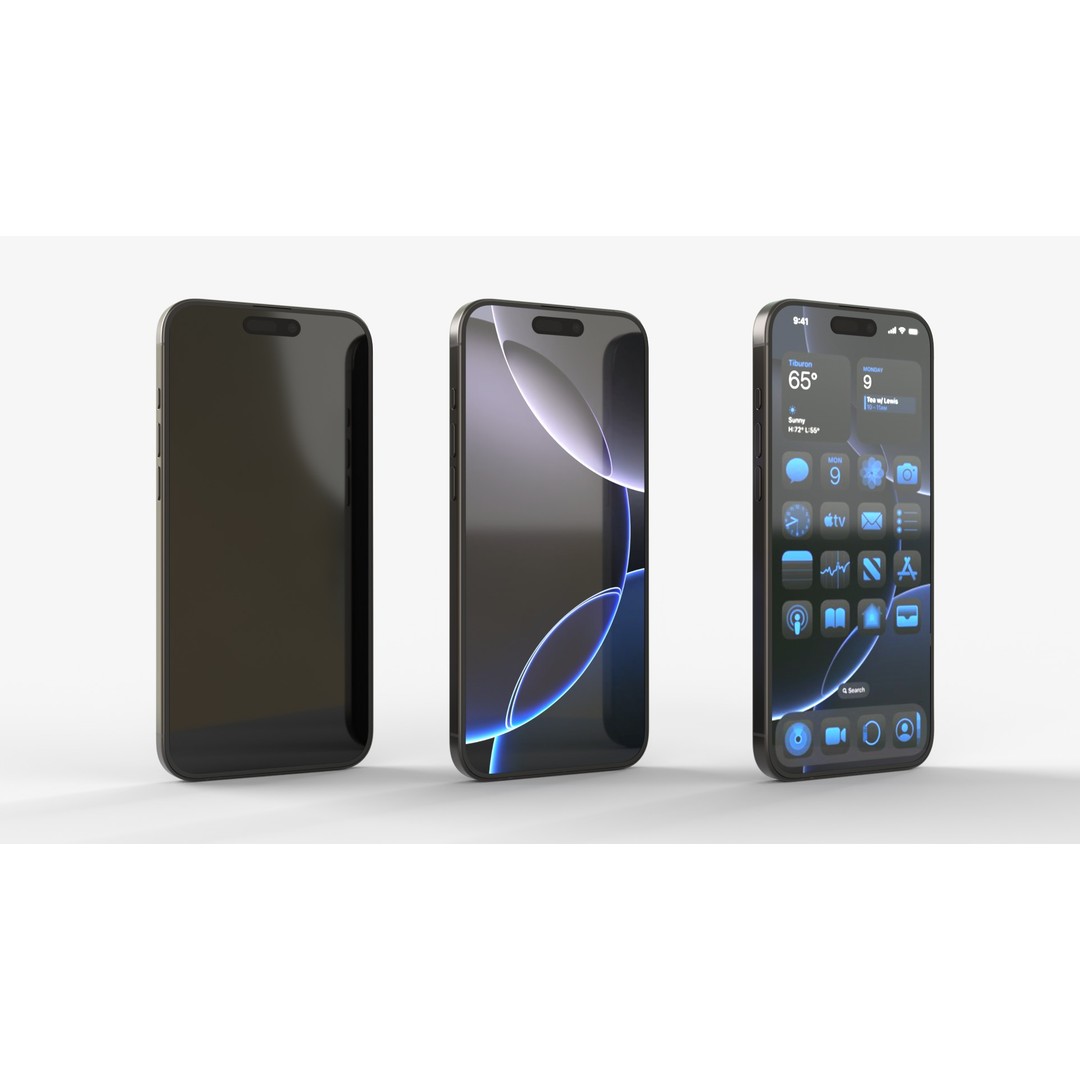 Apple iPhone 16 Pro & Pro Max 3D Model – Black Titanium, PBR Textures, FBX, OBJ - View 4