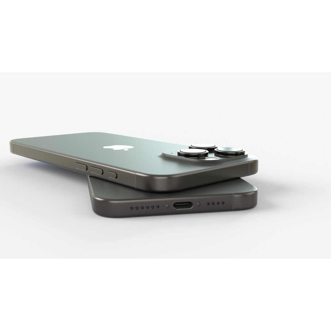 Apple iPhone 16 Pro & Pro Max 3D Model – Black Titanium, PBR Textures, FBX, OBJ - View 9
