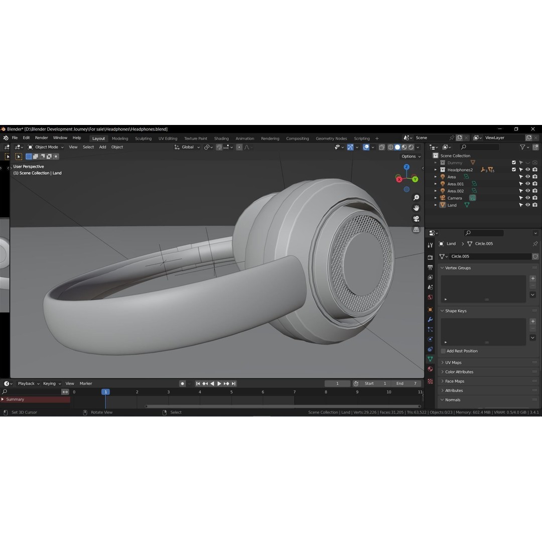 Beats Headphones 3D Model – High Poly Audio Device, FBX, OBJ, Blender - View 14