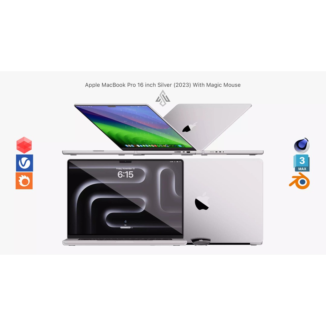Apple MacBook Pro 16 ft 2023 3D Model – High Poly PBR Asset, FBX & OBJ - View 2