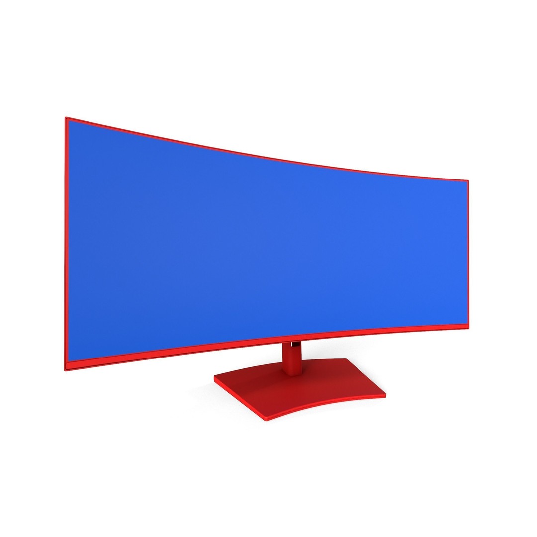 DELL U4021QW Curved Monitor 3D Model – Low Poly Game Asset, PBR Textures - View 13