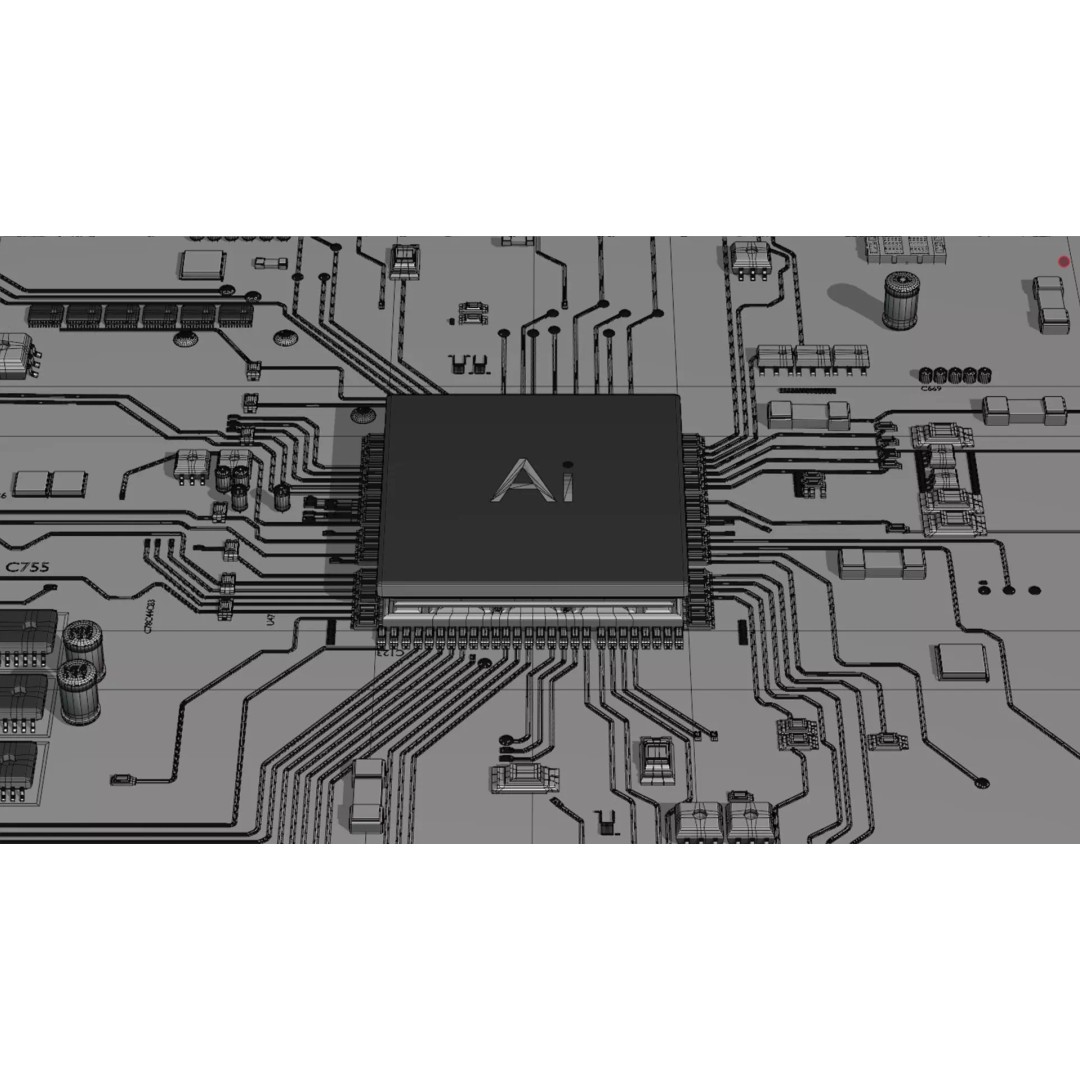 Circuit Board 3D Model – Low Poly Animated Asset, FBX, OBJ, Blender - View 12