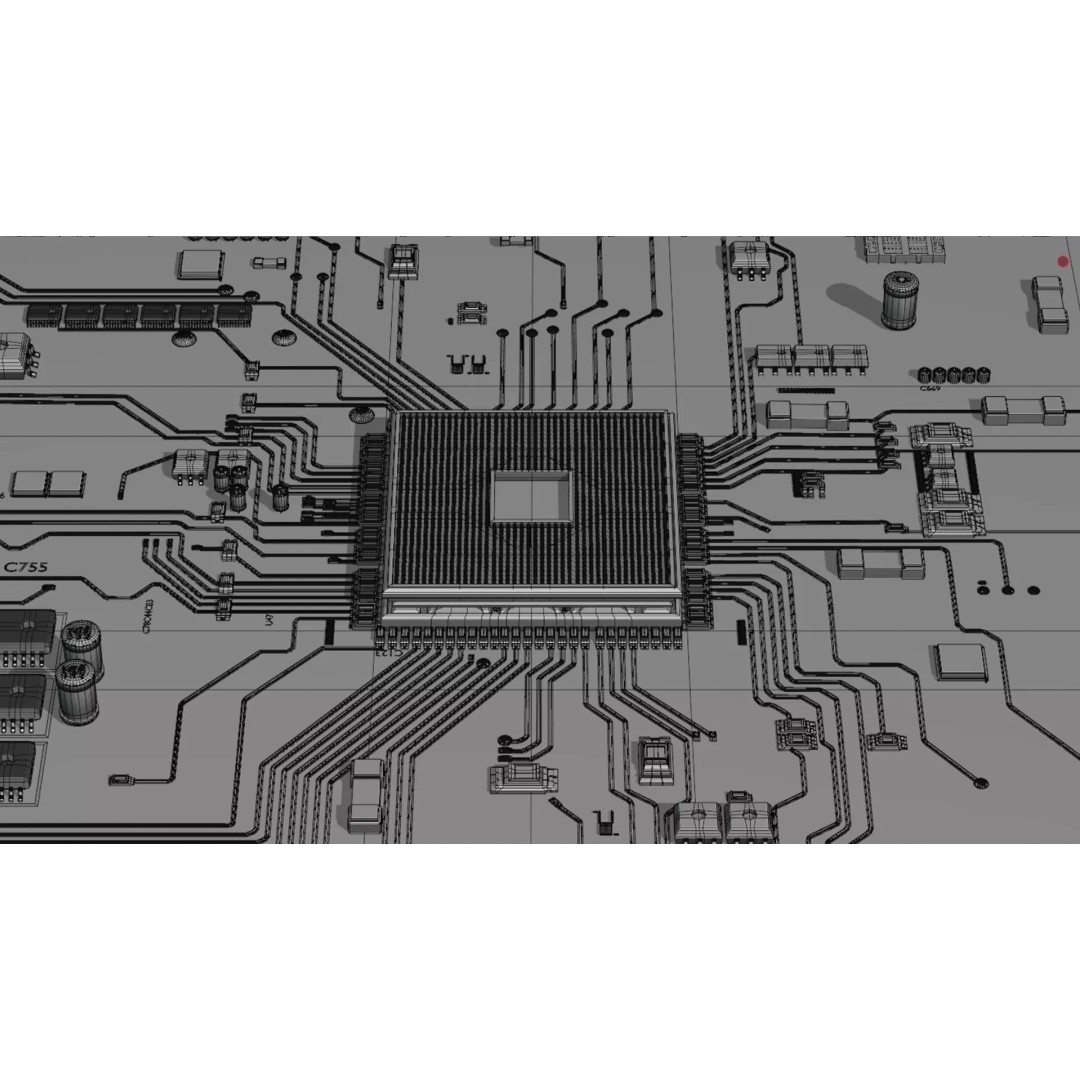 Circuit Board 3D Model – Low Poly Animated Asset, FBX, OBJ, Blender - View 13