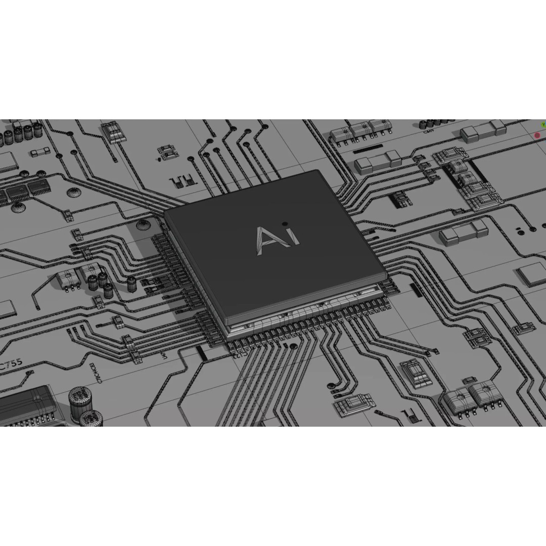 Circuit Board 3D Model – Low Poly Animated Asset, FBX, OBJ, Blender - View 14