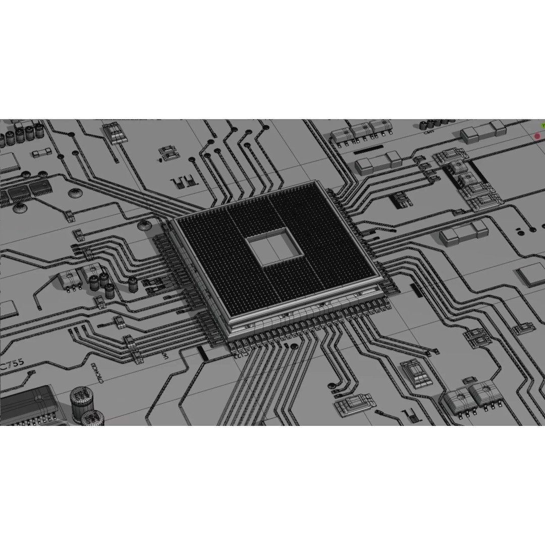 Circuit Board 3D Model – Low Poly Animated Asset, FBX, OBJ, Blender - View 15