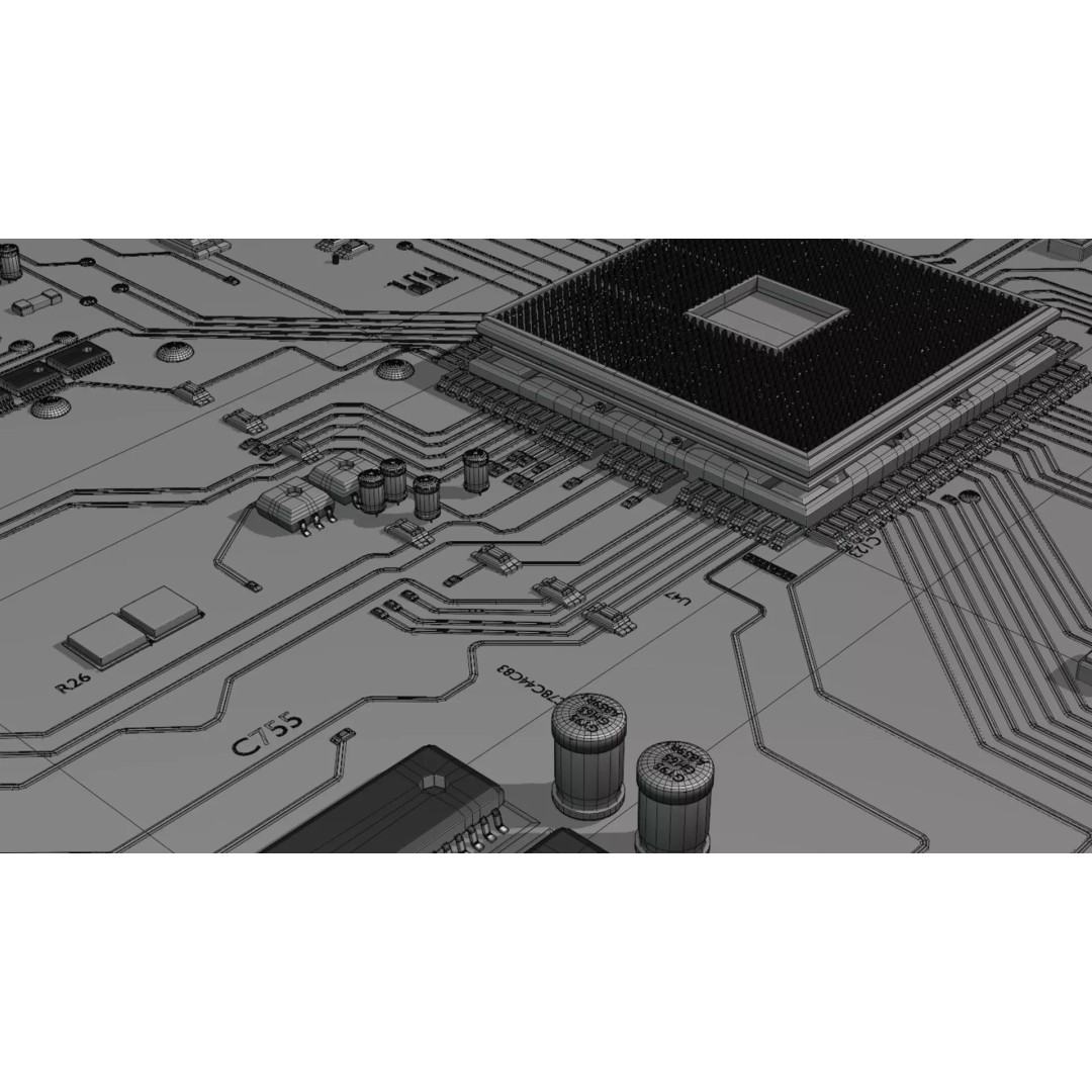 Circuit Board 3D Model – Low Poly Animated Asset, FBX, OBJ, Blender - View 16