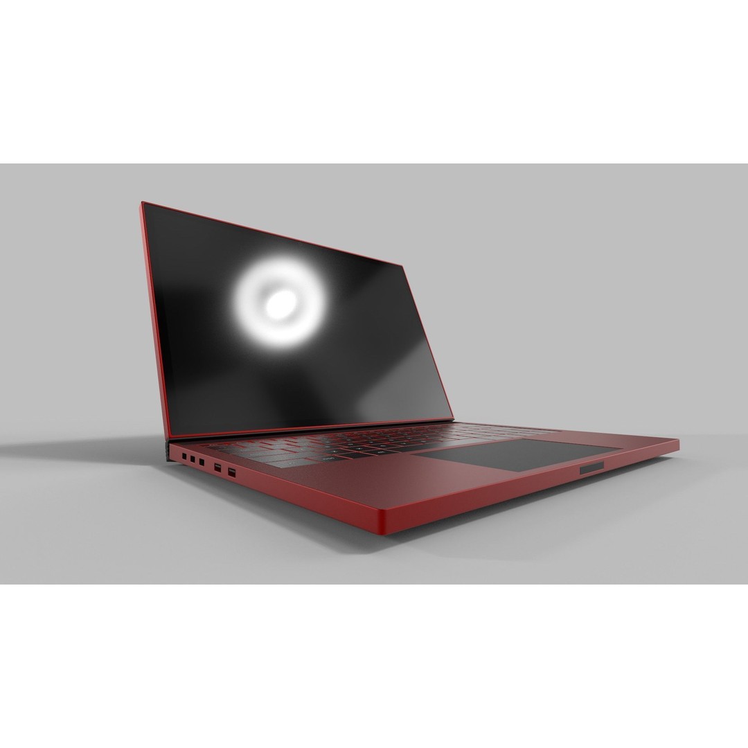 Vibrant Red Laptop 3D Model – Low Poly PBR Game Asset, FBX - View 10