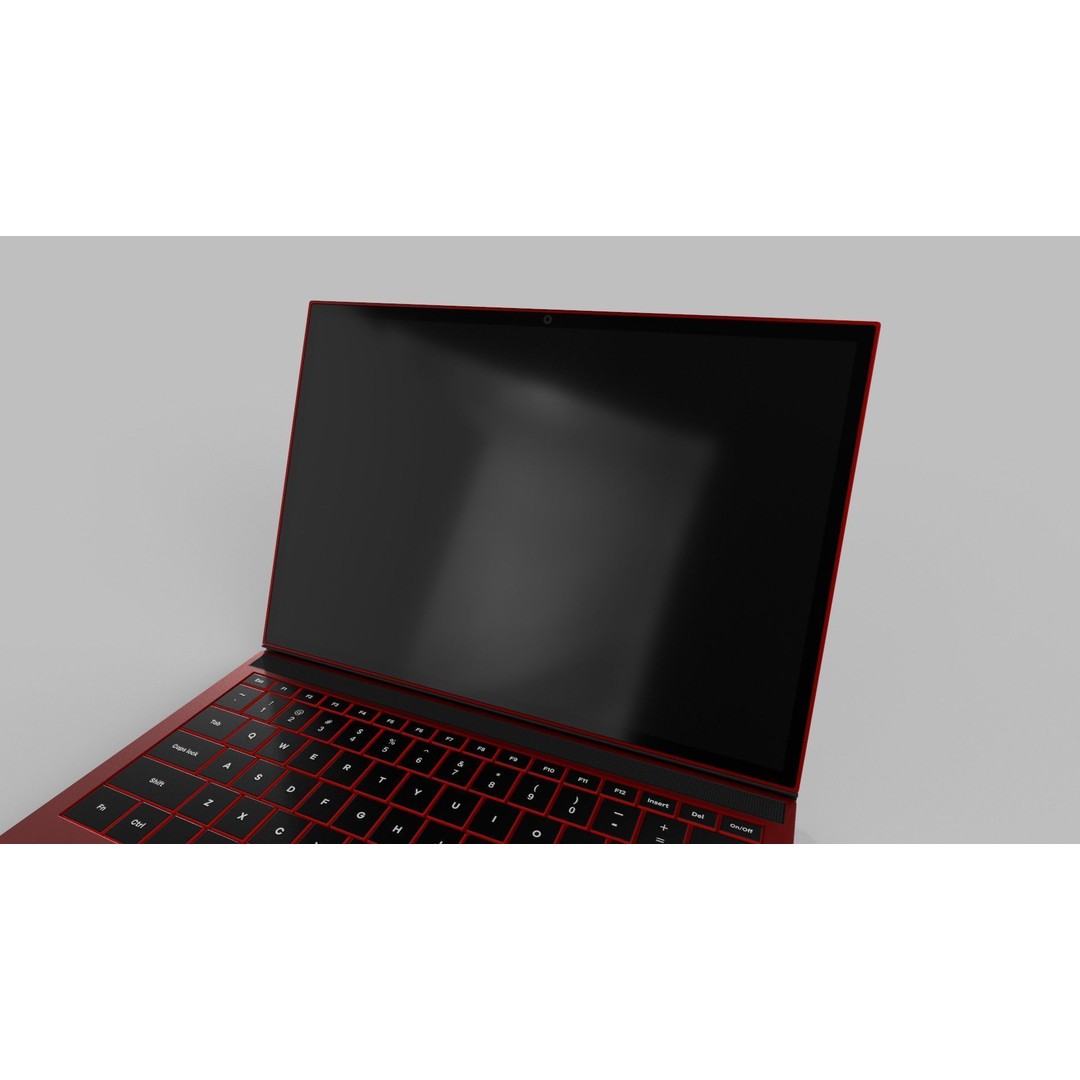 Vibrant Red Laptop 3D Model – Low Poly PBR Game Asset, FBX - View 11