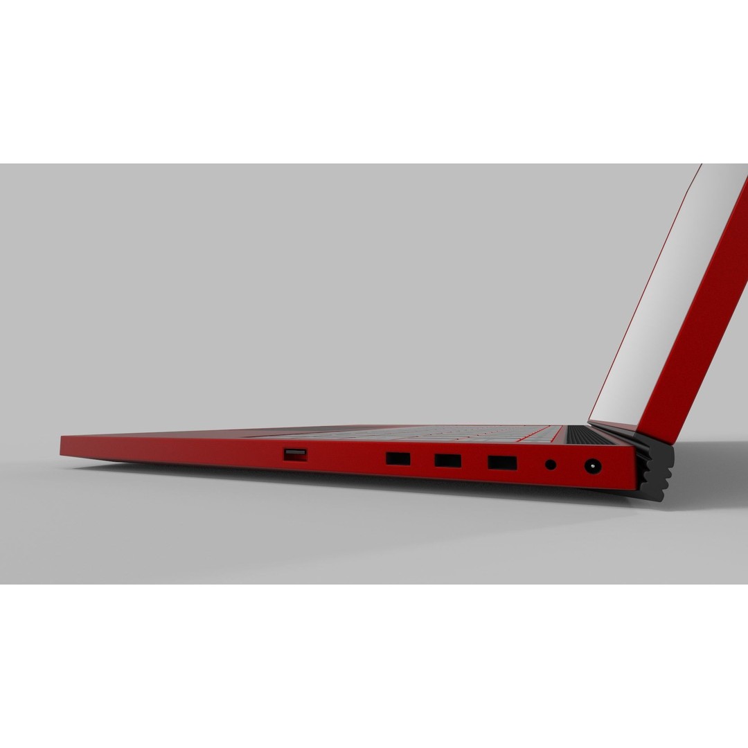 Vibrant Red Laptop 3D Model – Low Poly PBR Game Asset, FBX - View 12