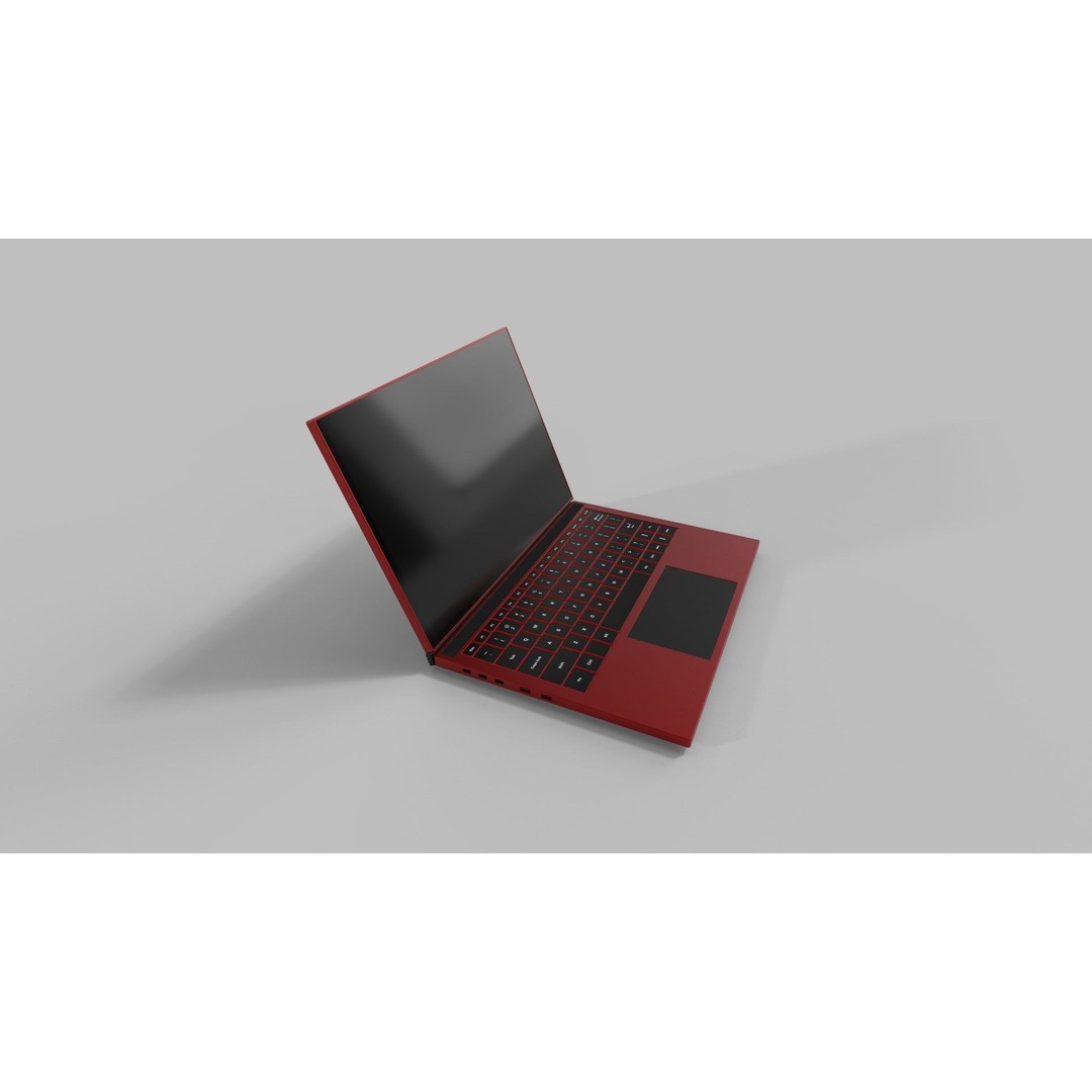 Vibrant Red Laptop 3D Model – Low Poly PBR Game Asset, FBX - View 15