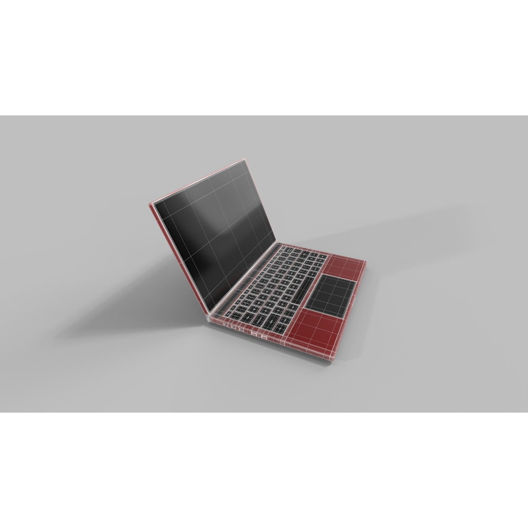 Vibrant Red Laptop 3D Model – Low Poly PBR Game Asset, FBX - View 16