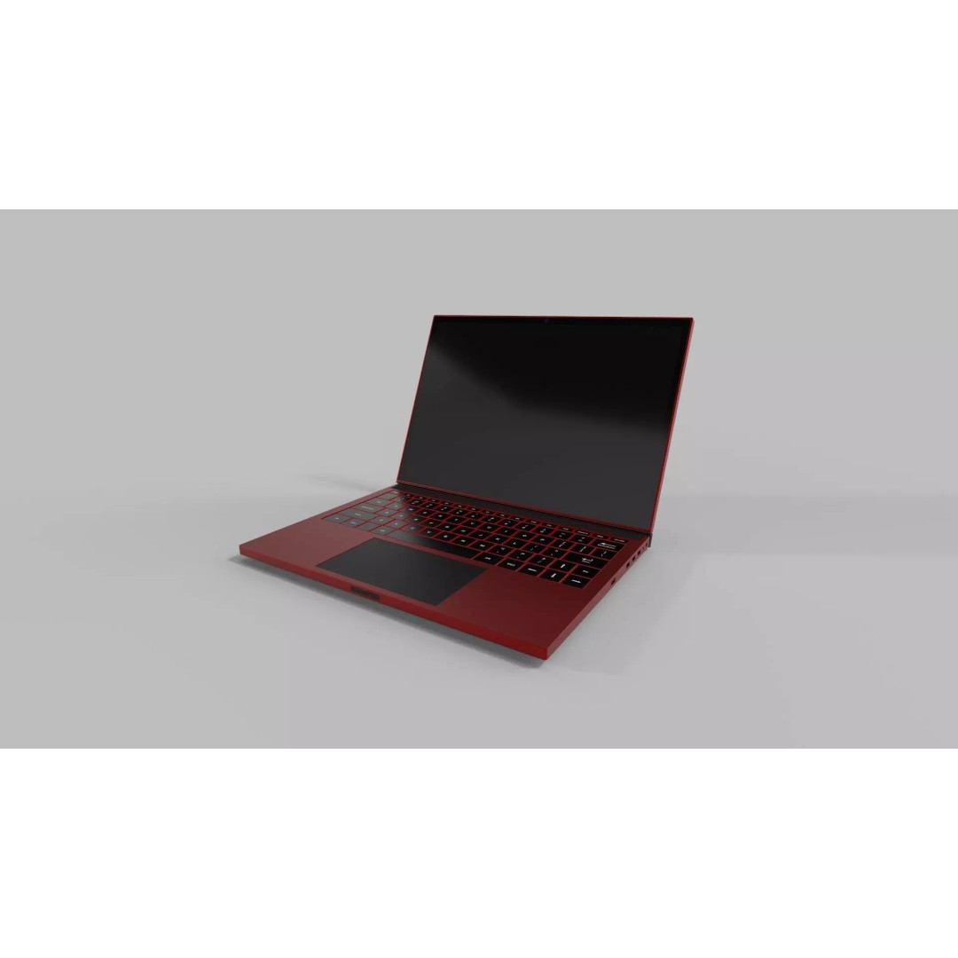 Vibrant Red Laptop 3D Model – Low Poly PBR Game Asset, FBX - View 2
