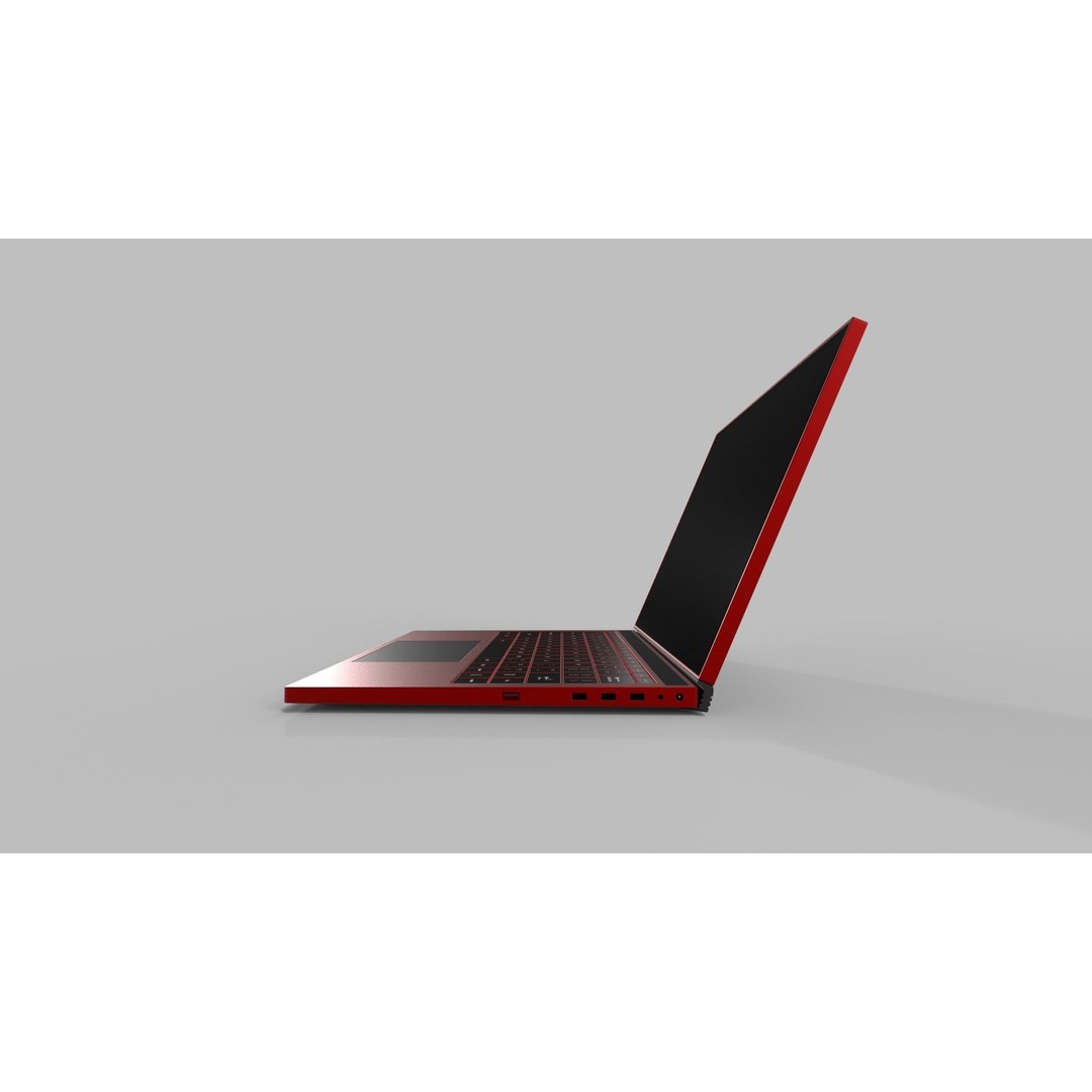 Vibrant Red Laptop 3D Model – Low Poly PBR Game Asset, FBX - View 3