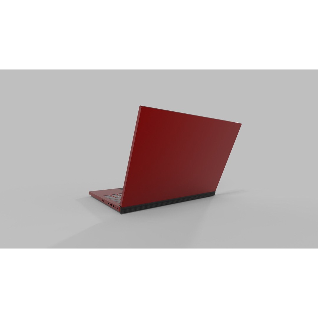 Vibrant Red Laptop 3D Model – Low Poly PBR Game Asset, FBX - View 4