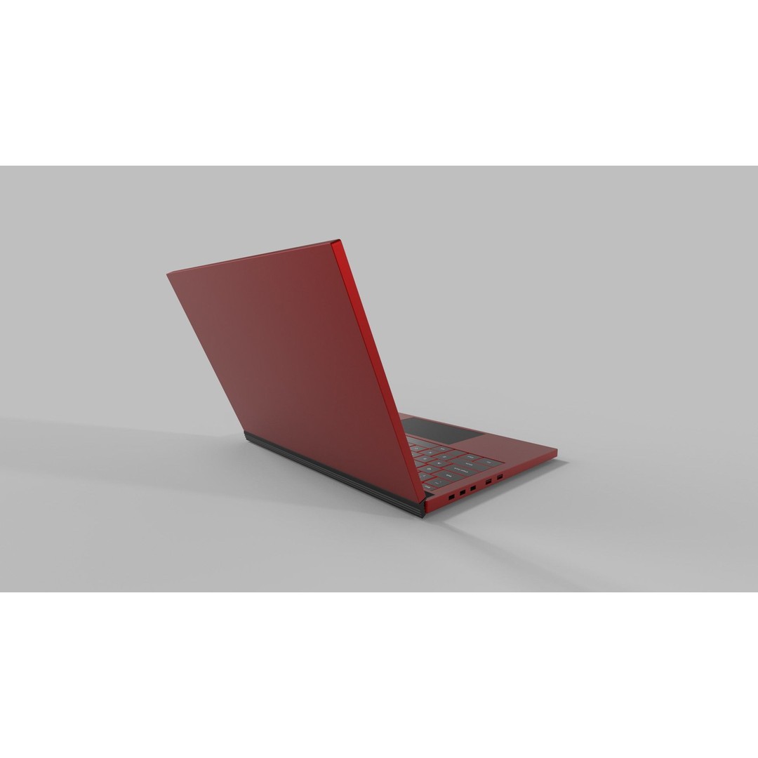 Vibrant Red Laptop 3D Model – Low Poly PBR Game Asset, FBX - View 5
