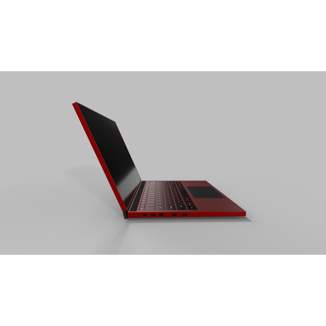 Vibrant Red Laptop 3D Model – Low Poly PBR Game Asset, FBX - View 6