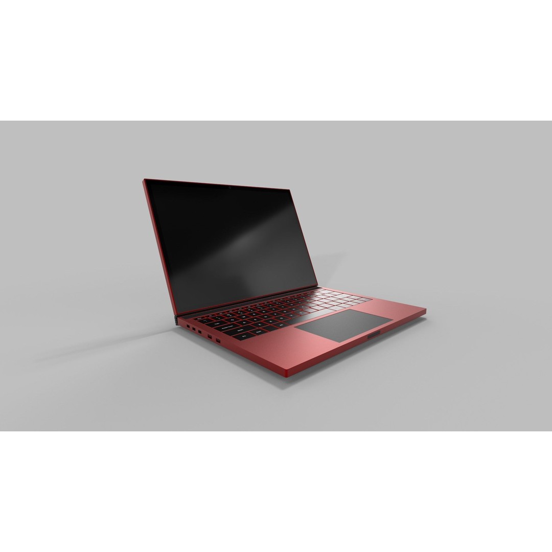 Vibrant Red Laptop 3D Model – Low Poly PBR Game Asset, FBX - View 7