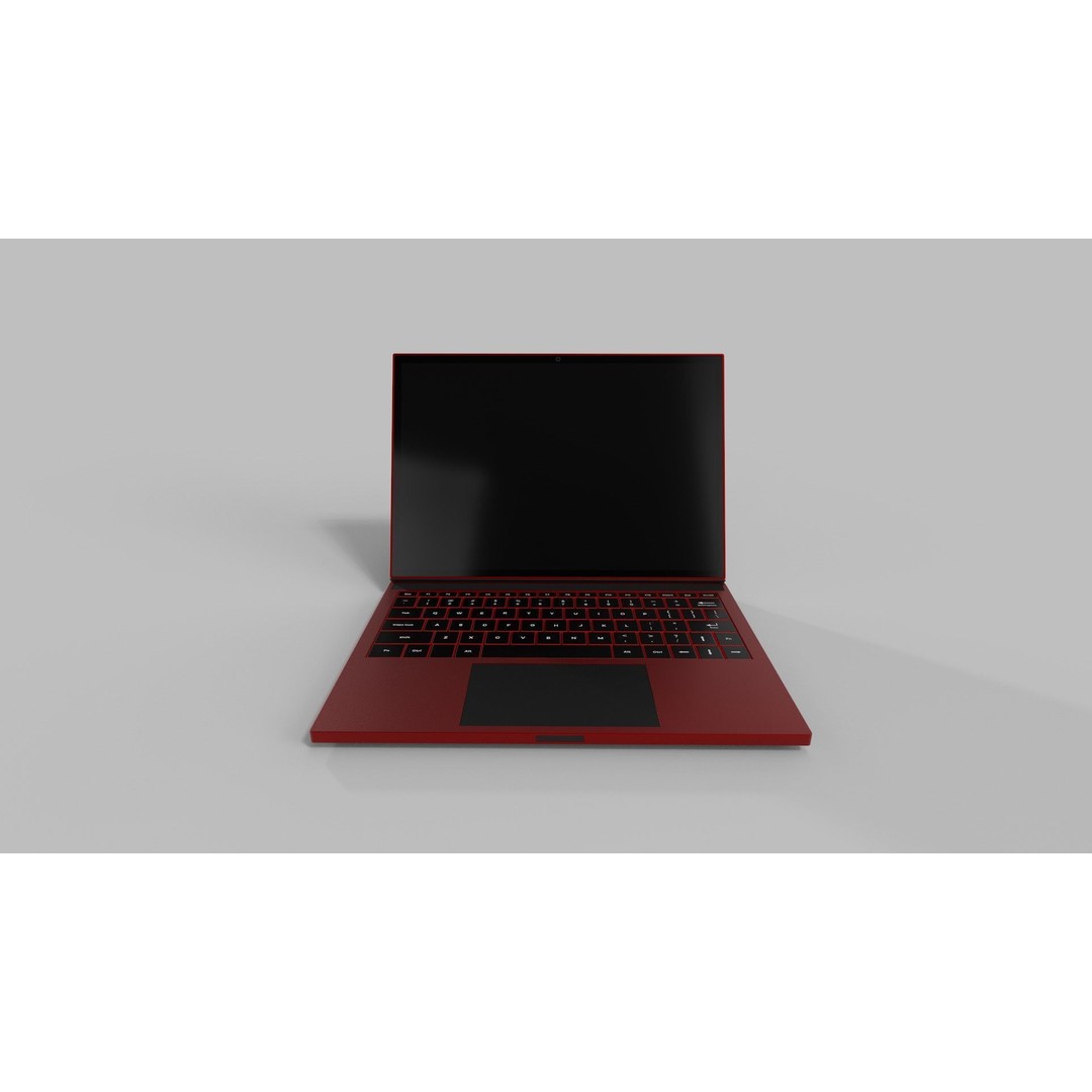 Vibrant Red Laptop 3D Model – Low Poly PBR Game Asset, FBX - View 8
