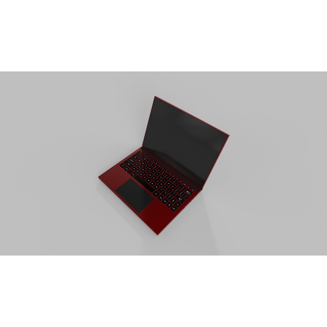 Vibrant Red Laptop 3D Model – Low Poly PBR Game Asset, FBX - View 9