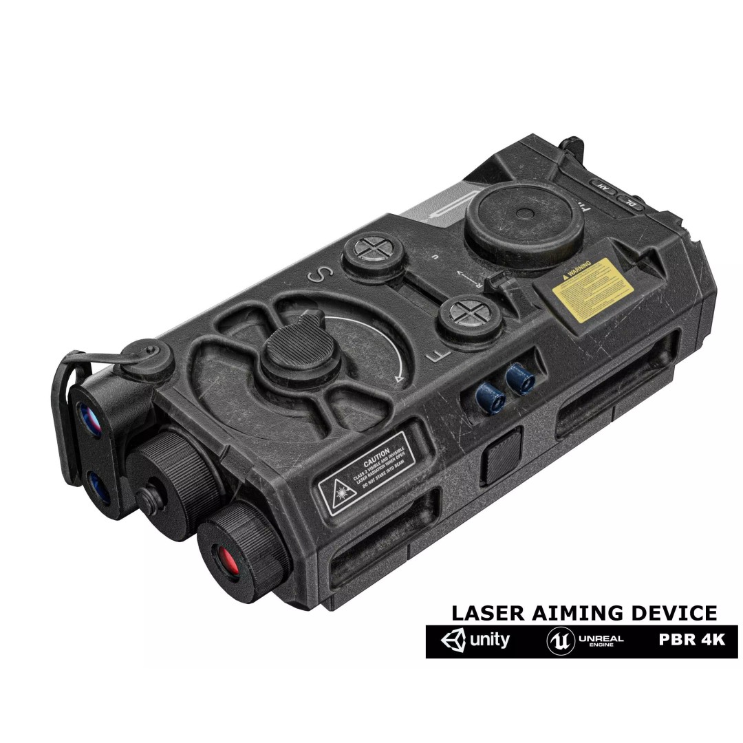 Laser Aiming Device 3D Model – Low Poly PBR Game Asset, FBX - View 2