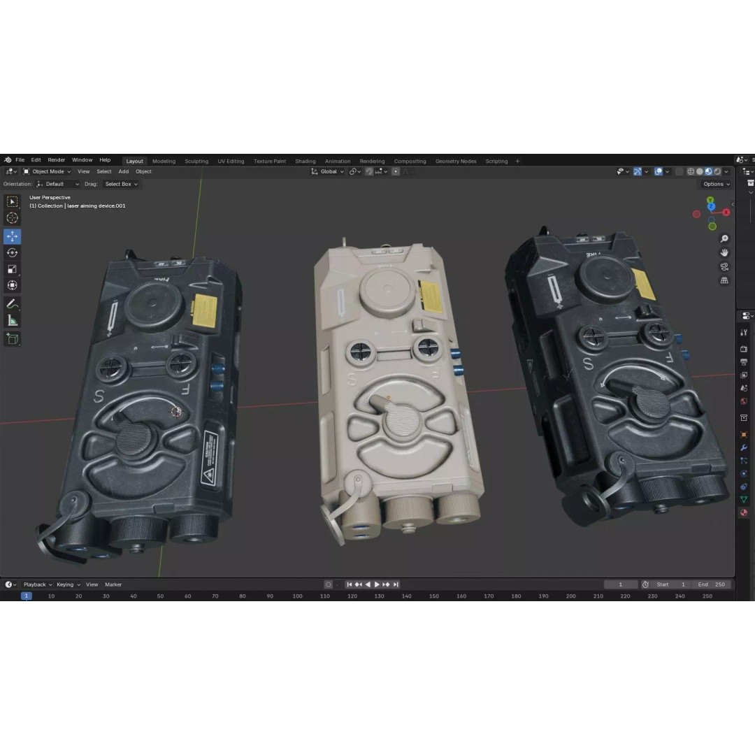 Laser Aiming Device 3D Model – Low Poly PBR Game Asset, FBX - View 36
