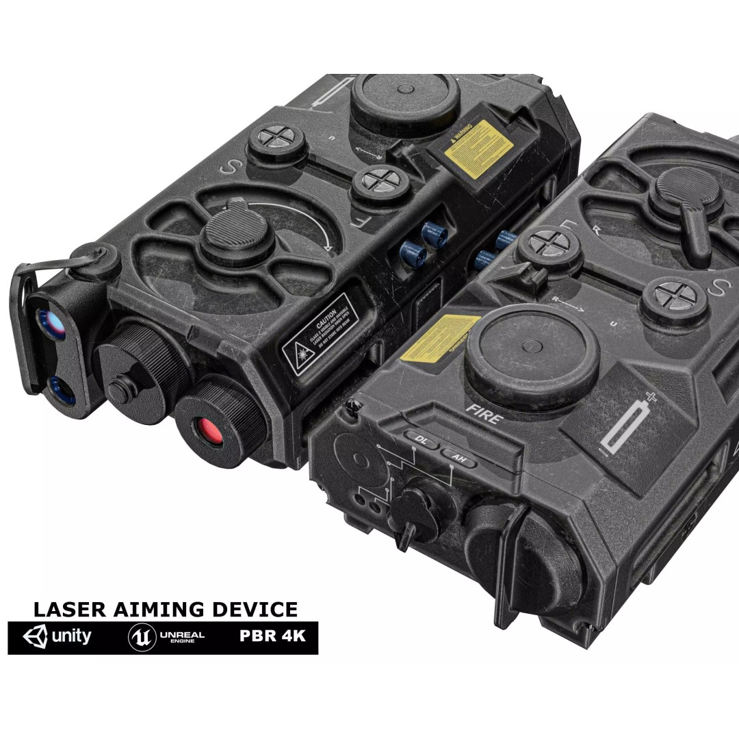 Laser Aiming Device 3D Model – Low Poly PBR Game Asset, FBX - View 4