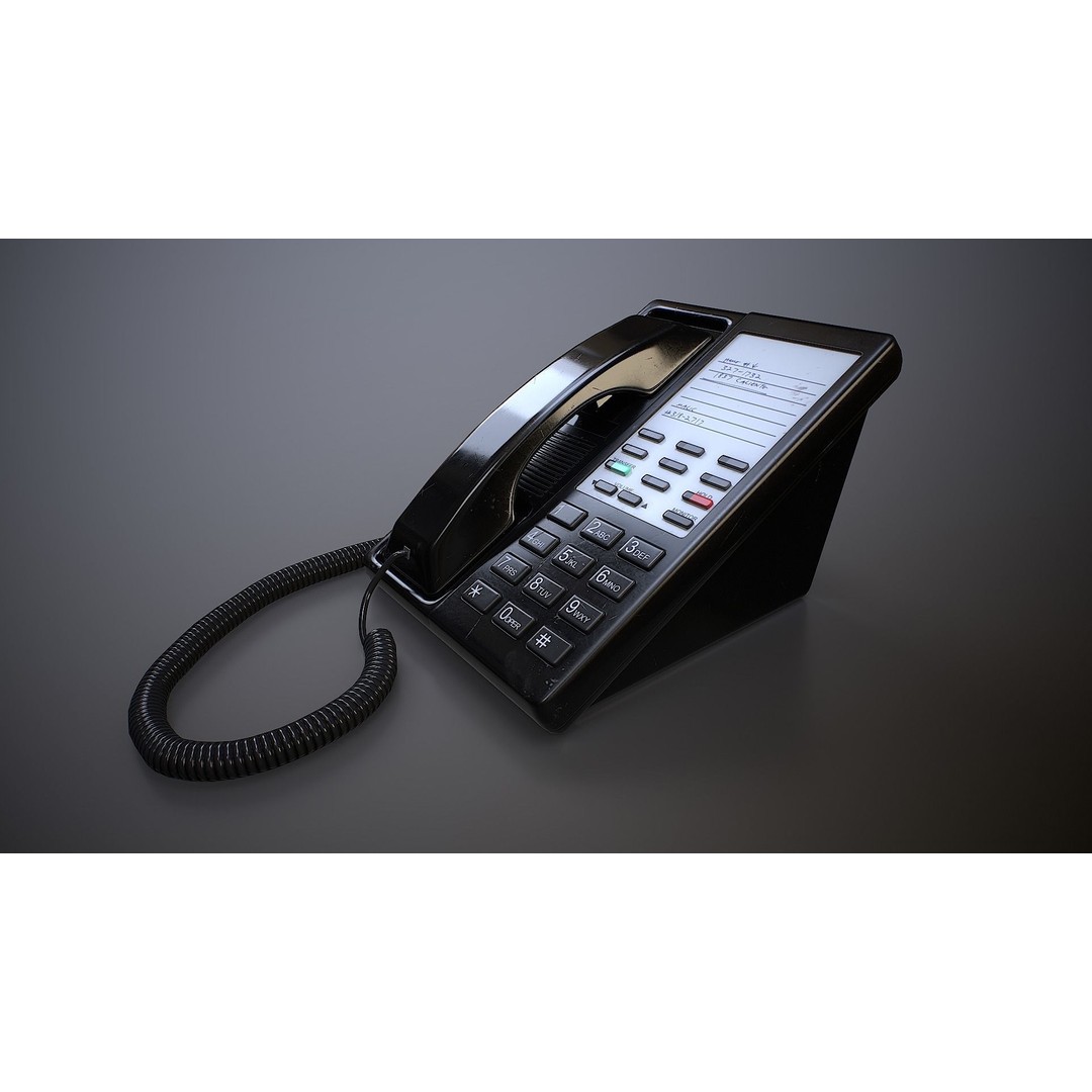 Office Telephone 3D Model – Low Poly Game-Ready Asset, PBR Textures - View 3