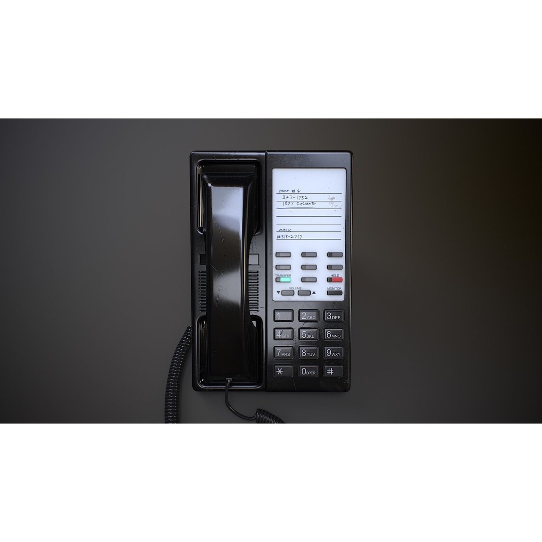 Office Telephone 3D Model – Low Poly Game-Ready Asset, PBR Textures - View 4