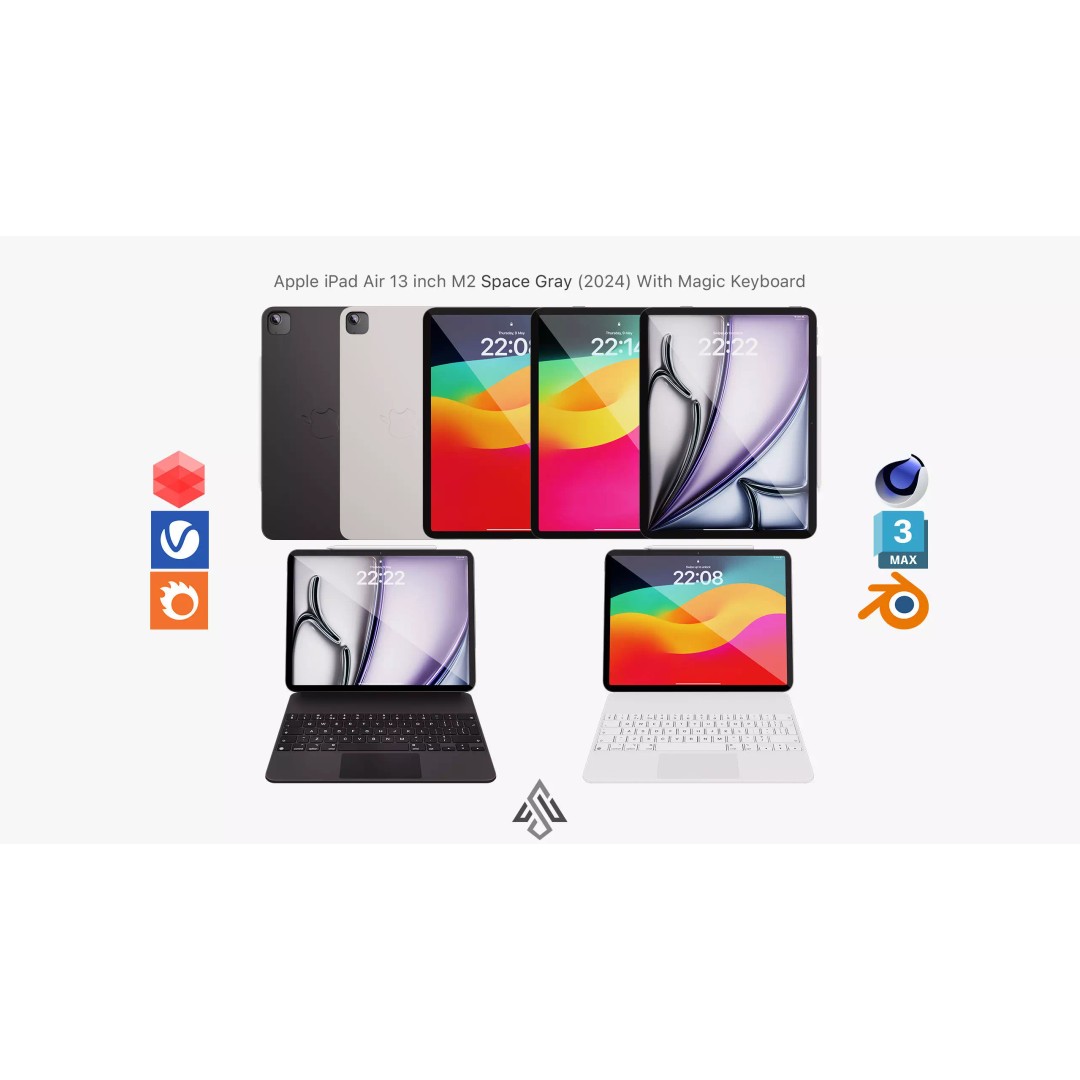 Apple iPad Air 13 in 3D Model – Detailed PBR Asset with Magic Keyboard - View 2