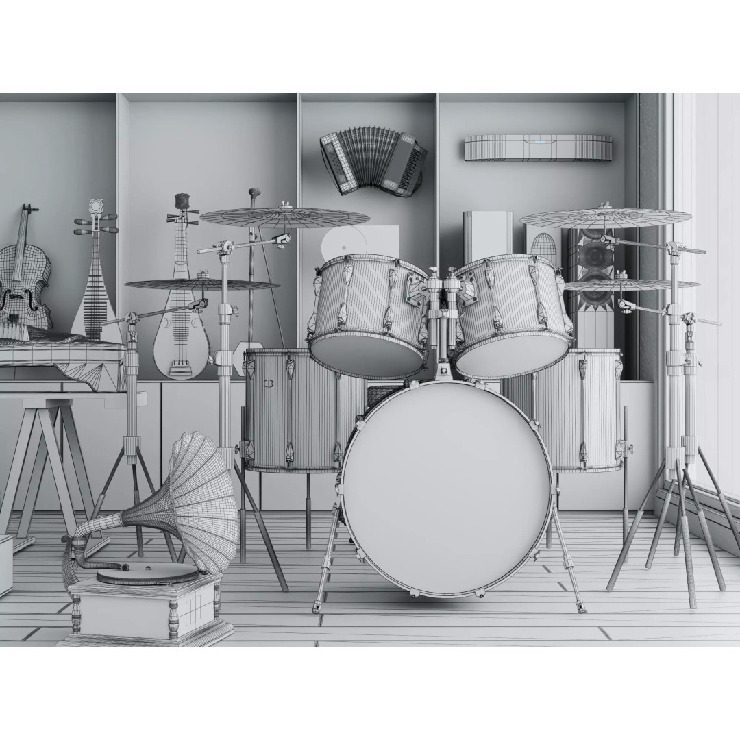 Music Studio Interior 3D Model – Low Poly PBR Asset for Animation - View 15