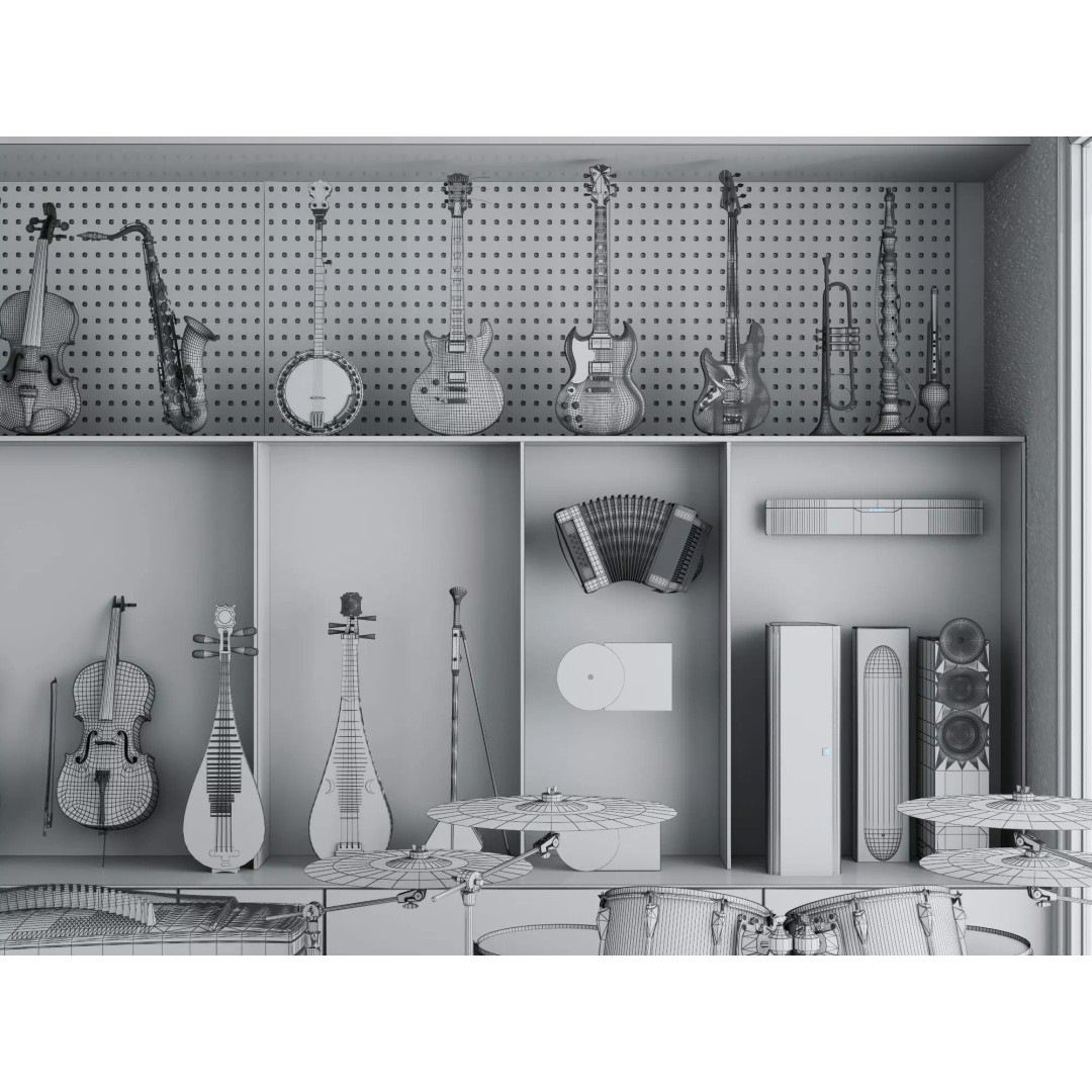 Music Studio Interior 3D Model – Low Poly PBR Asset for Animation - View 17