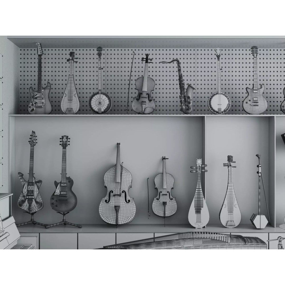 Music Studio Interior 3D Model – Low Poly PBR Asset for Animation - View 18