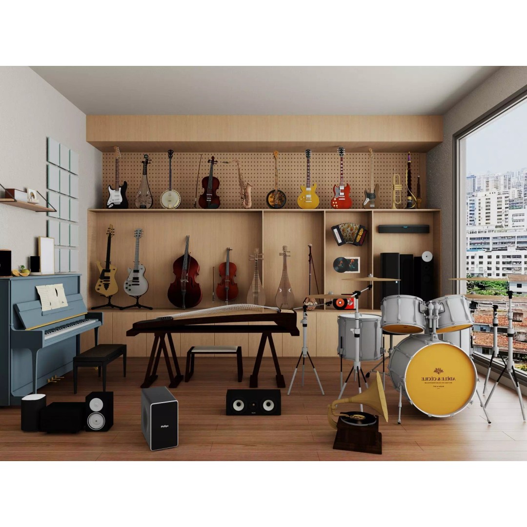 Music Studio Interior 3D Model – Low Poly PBR Asset for Animation - View 2