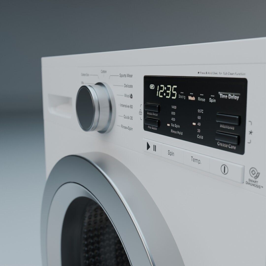 Washing Machine 3D Model – Low Poly Realistic Design, FBX - View 13