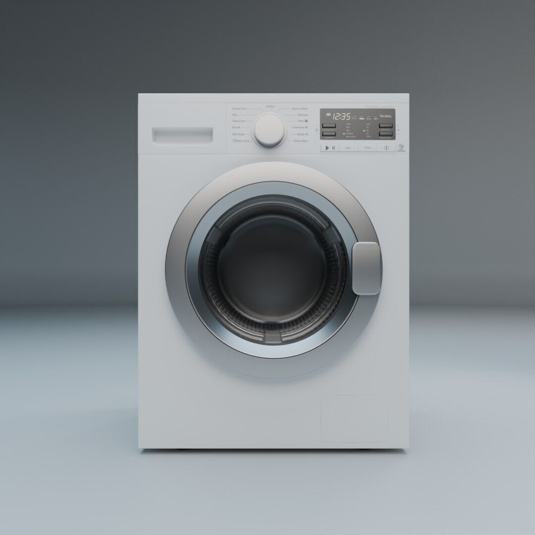 Washing Machine 3D Model – Low Poly Realistic Design, FBX - View 3