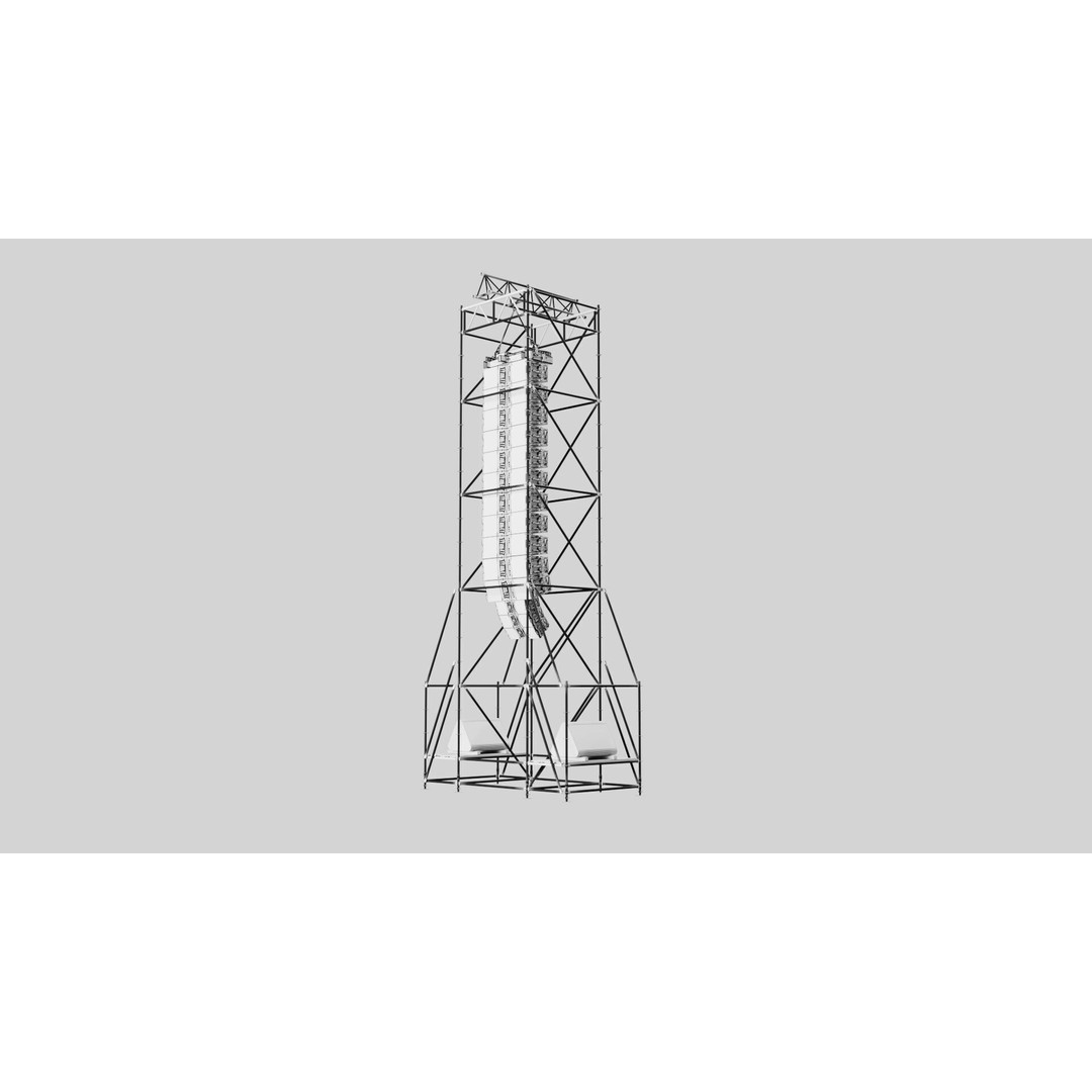 Concert Speaker Line Array Scaffolding Tower 3D Model – PBR Textures, FBX & OBJ Formats
