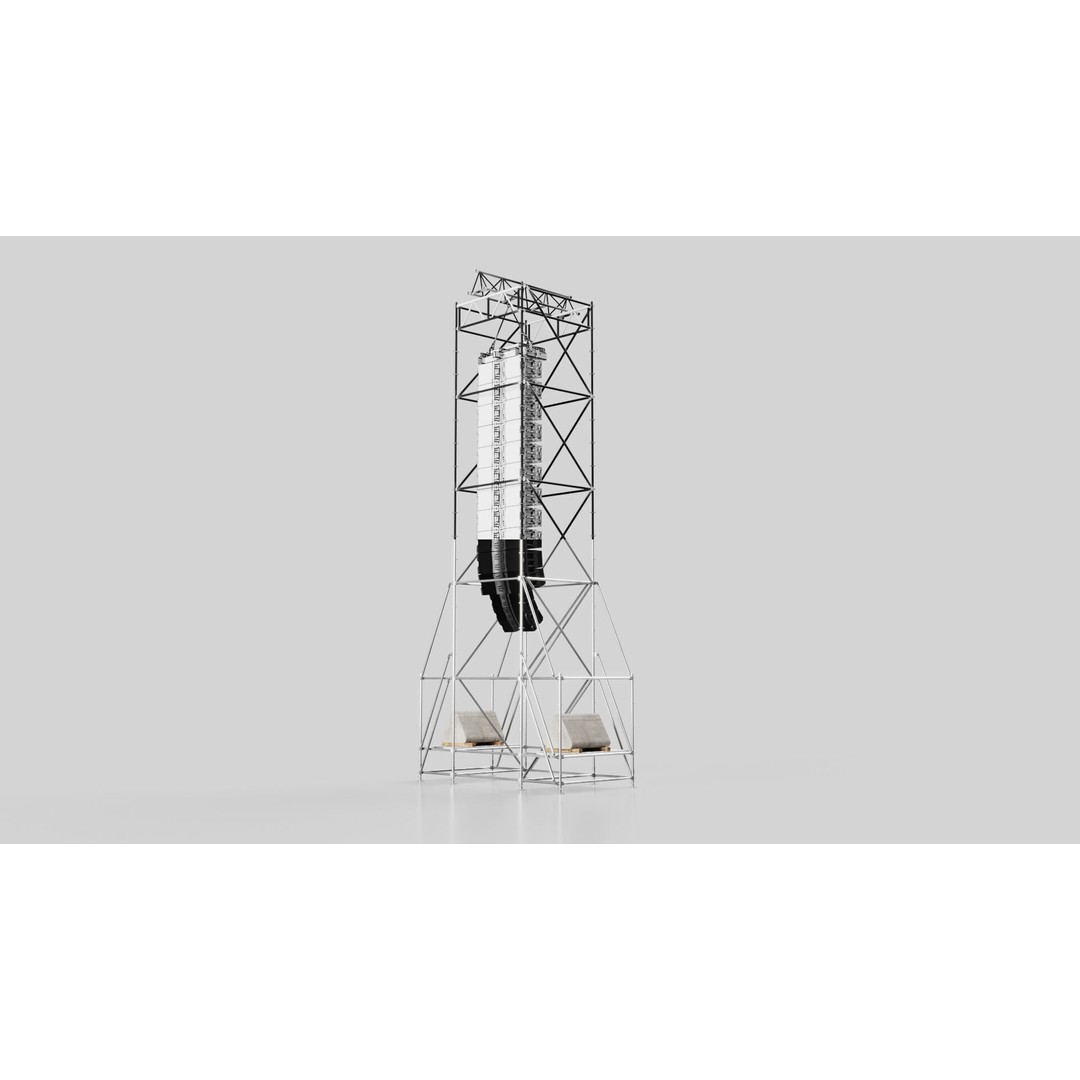 Concert Speaker Line Array Scaffolding Tower 3D Model – PBR Textures, FBX & OBJ Formats - View 11