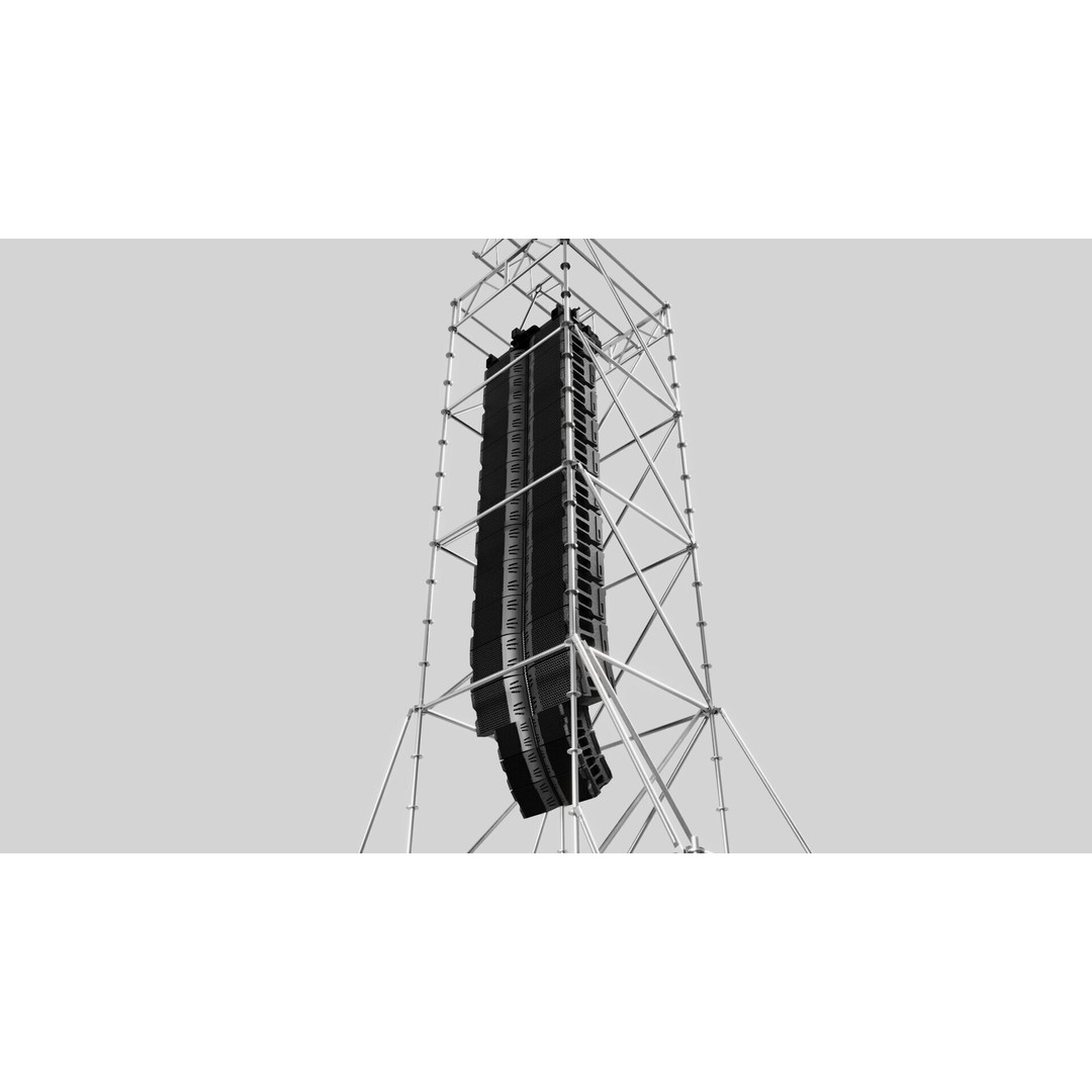 Concert Speaker Line Array Scaffolding Tower 3D Model – PBR Textures, FBX & OBJ Formats - View 8