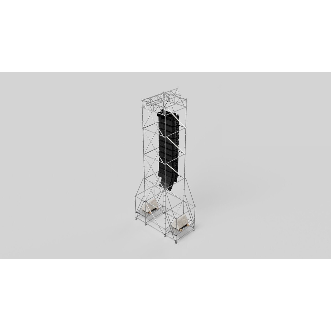 Concert Speaker Line Array Scaffolding Tower 3D Model – PBR Textures, FBX & OBJ Formats - View 9