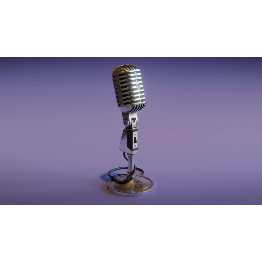 Vintage Microphone 3D Model – Low Poly PBR Audio Asset, FBX - View 2