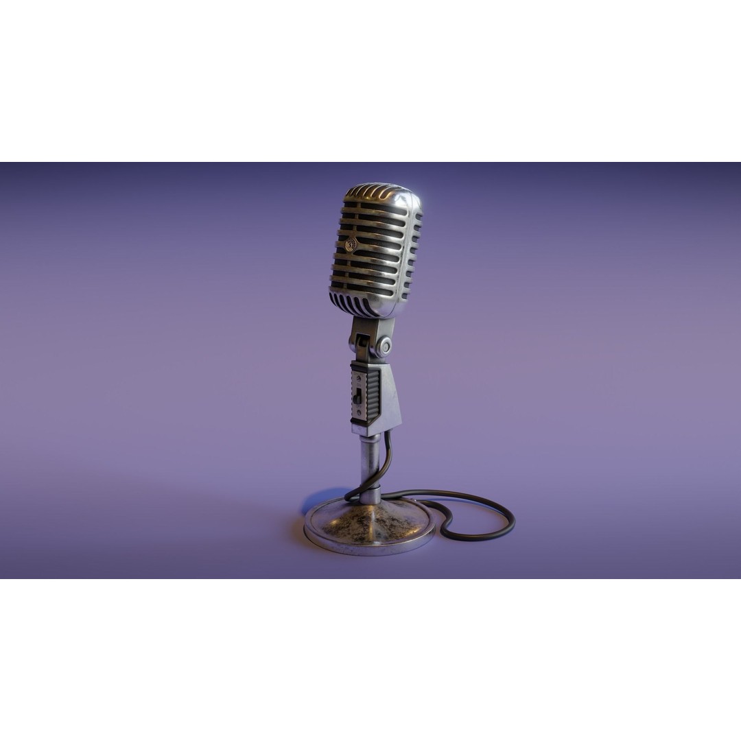 Vintage Microphone 3D Model – Low Poly PBR Audio Asset, FBX - View 3