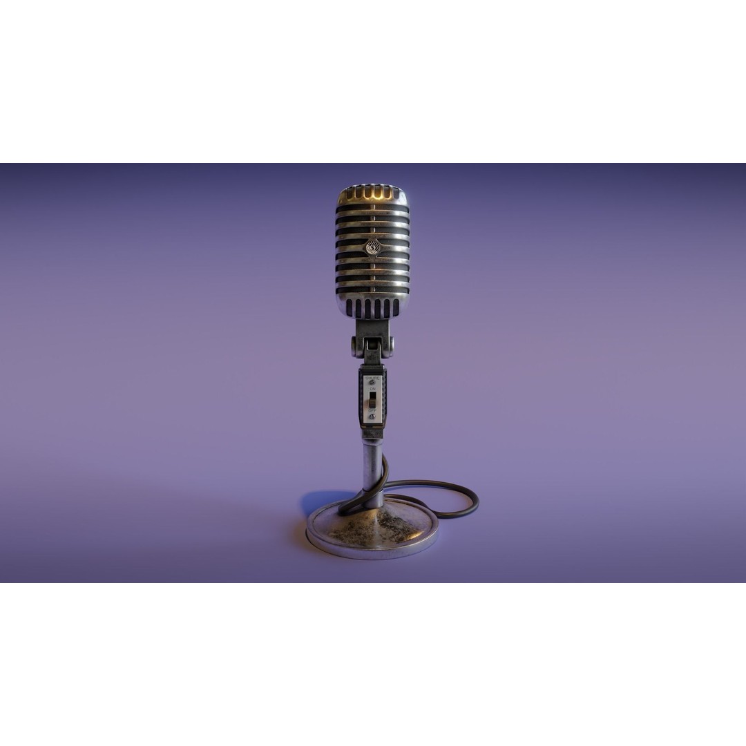 Vintage Microphone 3D Model – Low Poly PBR Audio Asset, FBX - View 4