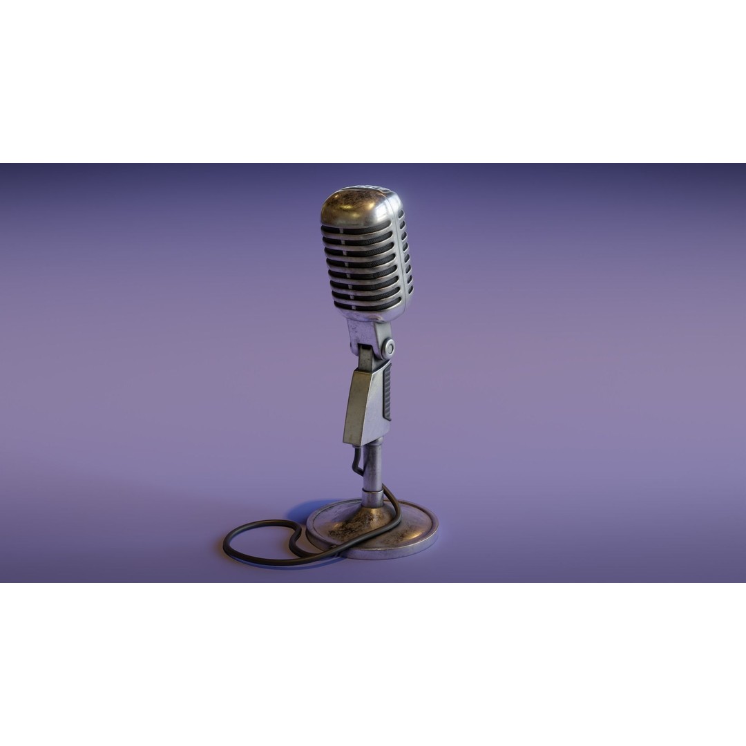 Vintage Microphone 3D Model – Low Poly PBR Audio Asset, FBX - View 5