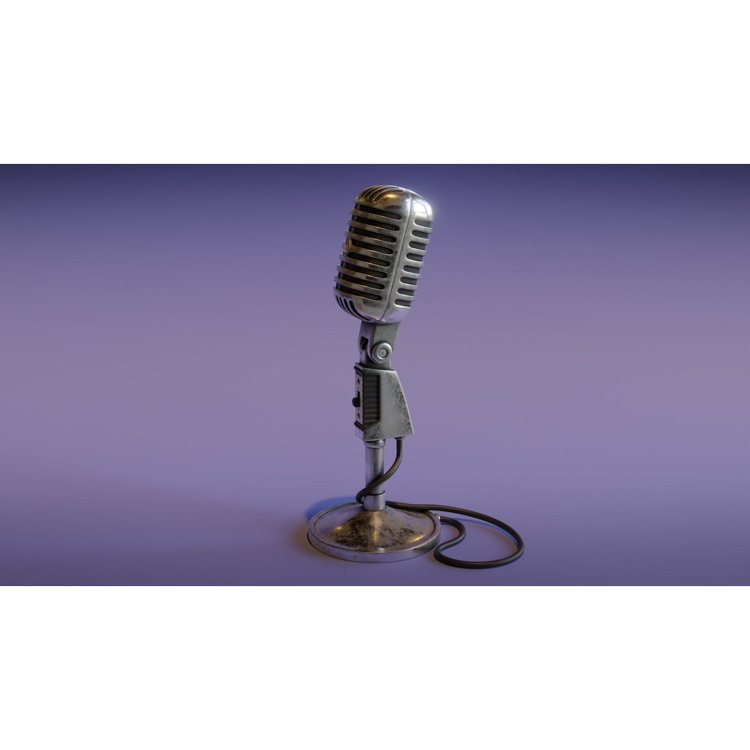 Vintage Microphone 3D Model – Low Poly PBR Audio Asset, FBX - View 6